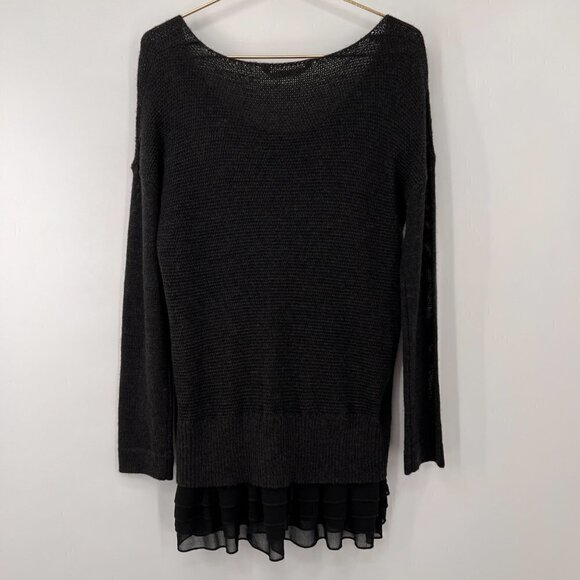 Soft Surroundings Wool Blend Knit Ruffle Black Sweater/Tunic - Picture 3 of 10